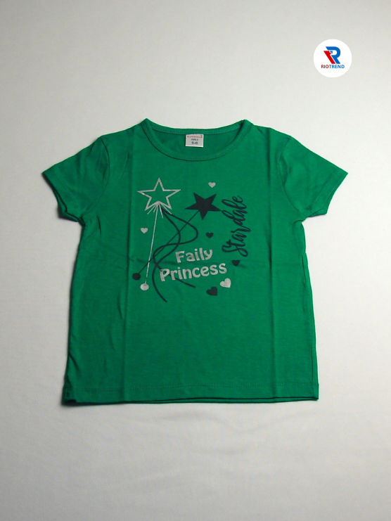 Girls Cotton Half Sleeve T-Shirt Green