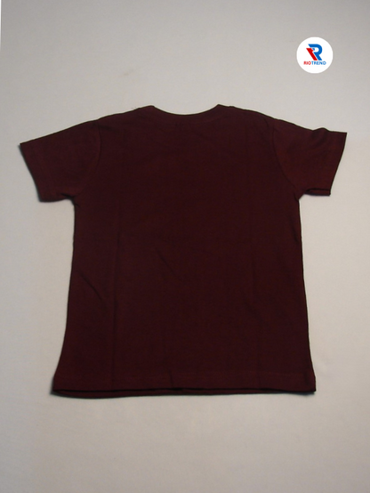 Boys' Cotton Half Sleeve T-Shirt Maroon & Yellow