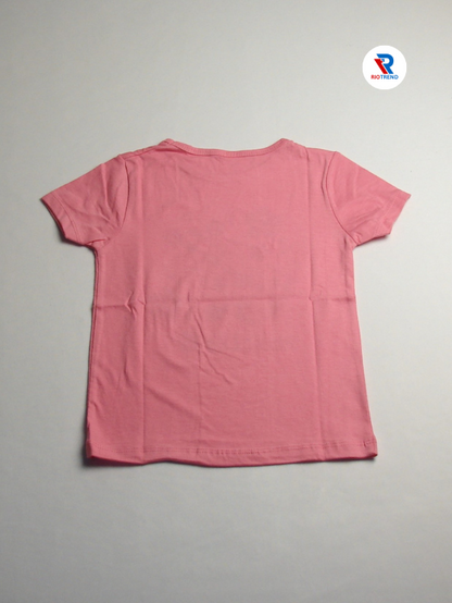 Girls Cotton Half Sleeve T-Shirt Pink