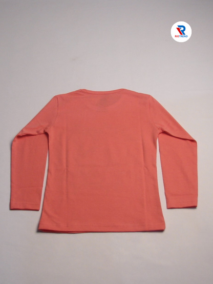 Girls Cotton Full Sleeve T-Shirt Pink Color