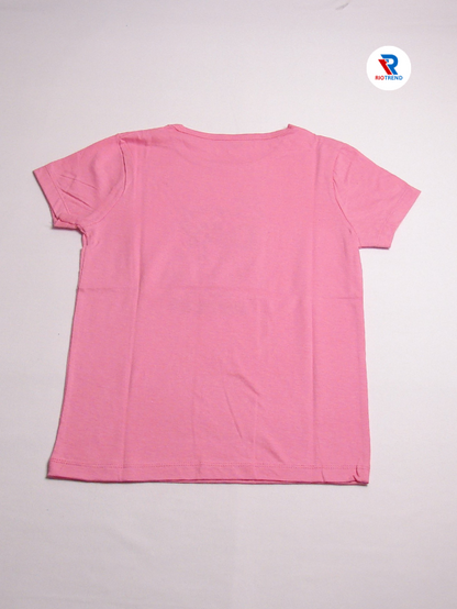 Girls Cotton Half Sleeve T-Shirt Pink Color