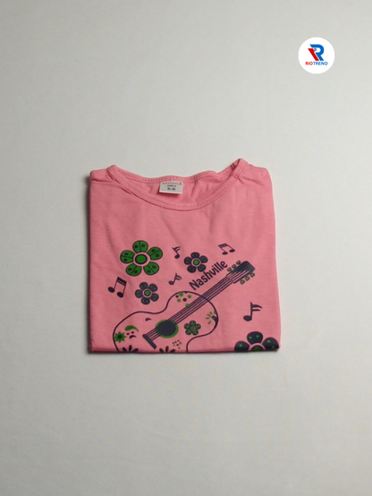 Girls Cotton Half Sleeve T-Shirt Pink