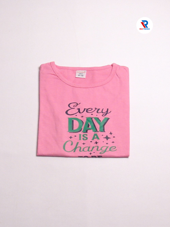 Girls Cotton Half Sleeve T-Shirt Pink Color