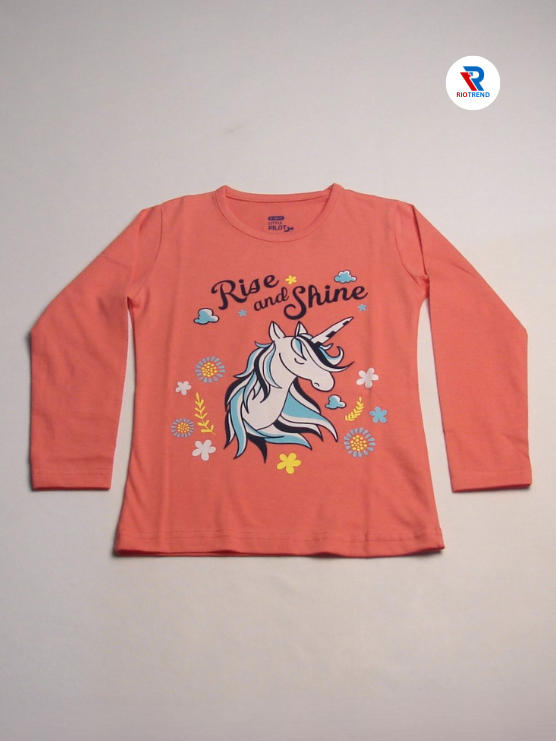 Girls Cotton Full Sleeve T-Shirt Pink Color