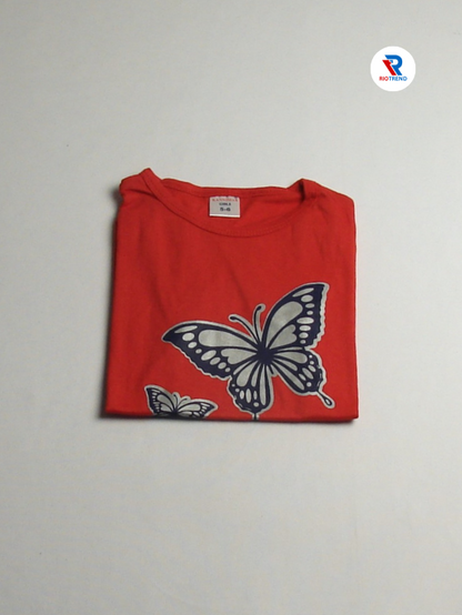 Girls Cotton Half Sleeve T-Shirt Red