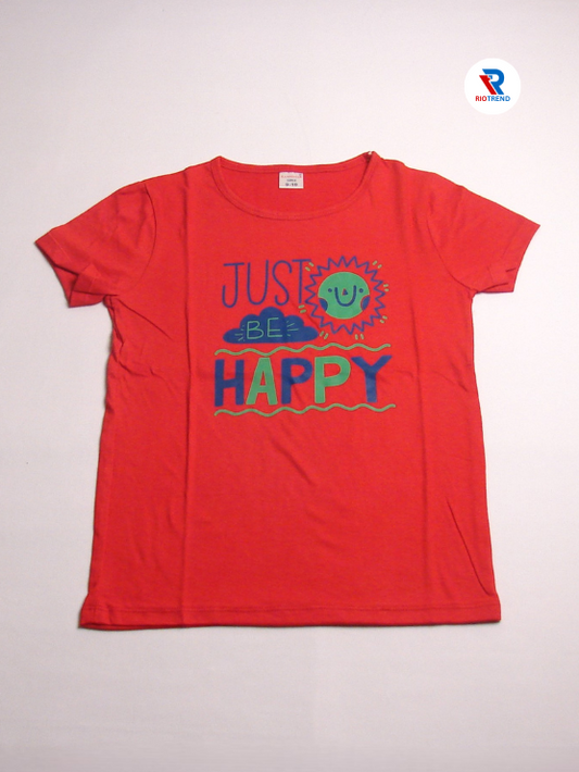 Girls Cotton Half Sleeve T-Shirt Red Color