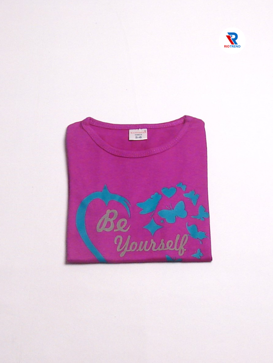 Girls Cotton Half Sleeve T-Shirt Violet