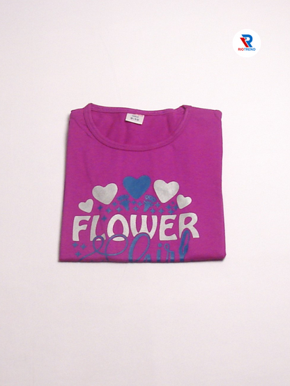 Girls Cotton Half Sleeve T-Shirt Violet