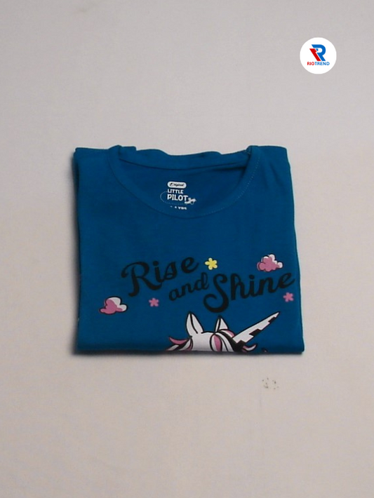 Girls Cotton Full Sleeve T-Shirt Blue Color