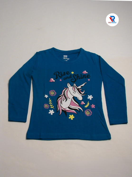 Girls Cotton Full Sleeve T-Shirt Blue Color