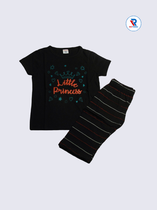 Girls 3/4th Set 05-12Yrs in Black Color - RioTrend