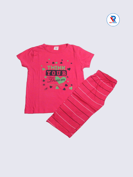 Girls 3/4th Set 05-12Yrs in Dark Pink Color - RioTrend