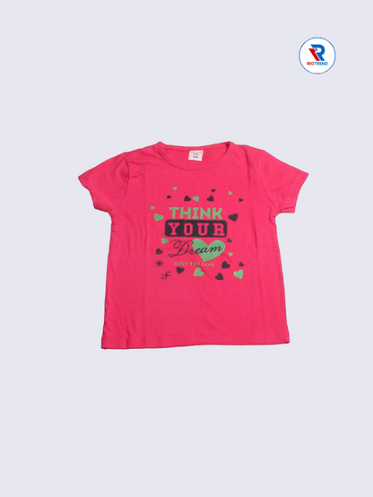Girls 3/4th T-Shirt 05-12Yrs in Dark Pink Color - RioTrend