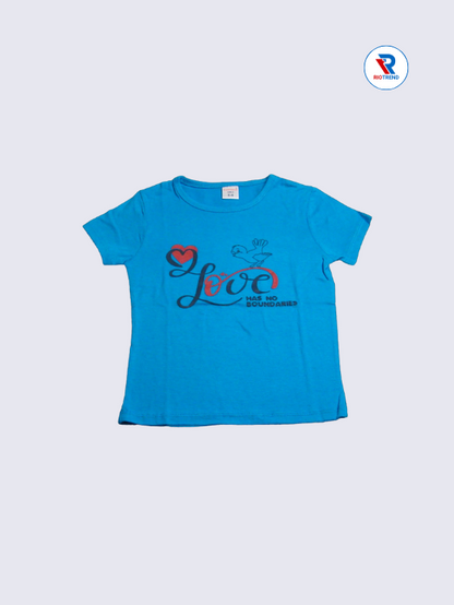 Girls 3/4th T-Shirt 05-12Yrs in Light Blue Color - RioTrend