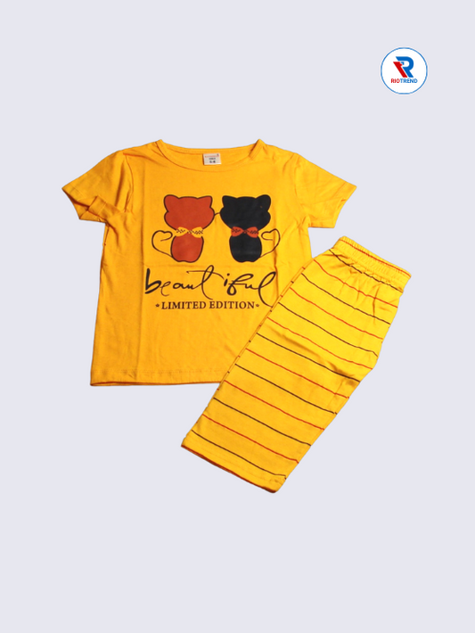 Girls 3/4th Set 05-12Yrs in Yellow Color - RioTrend