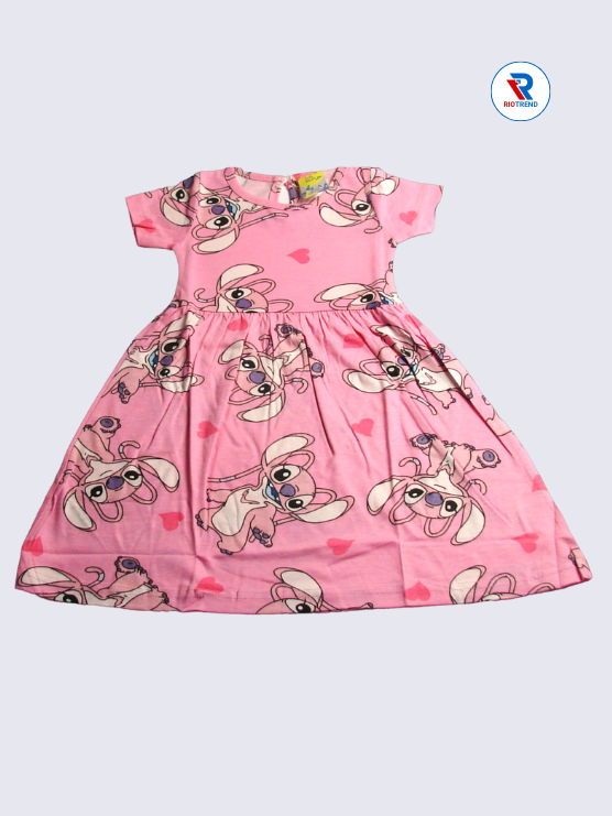 Girls Frock Sleeve 02-03yrs in Pink Color(Front)-RioTrend