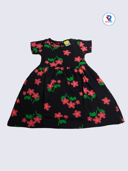 Girls Frock Sleeve 02-04yrs in Black Color(Front)-RioTrend