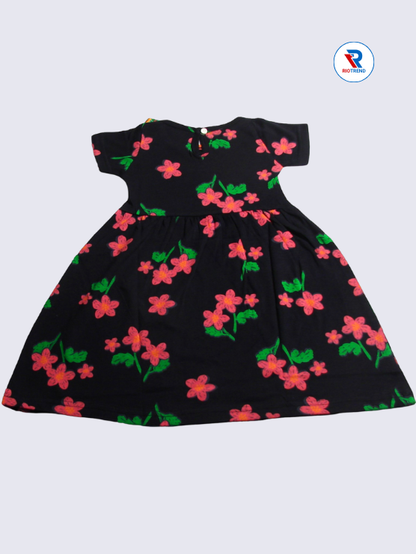 Girls Frock Sleeve 02-04yrs in Black Color(Back)-RioTrend