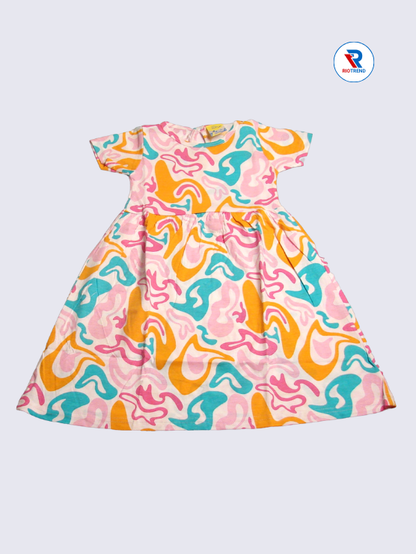 Girls Frock Sleeve 03-08yrs in Cool Gray Color(Front)-RioTrend