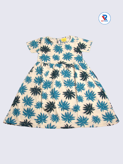 Girls Frock Sleeve 03-08yrs in Beige Color(Front)-RioTrend