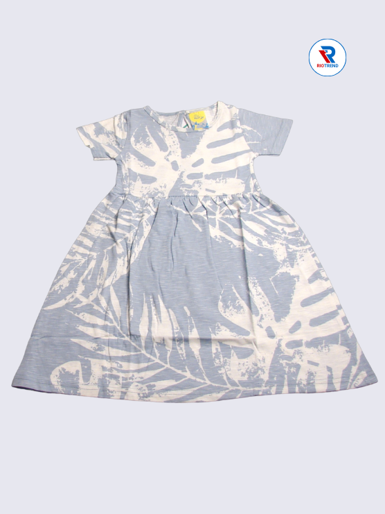 Girls Frock Sleeve 03-08yrs in Cool Gray Color(Front)-RioTrend