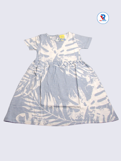 Girls Frock Sleeve 03-08yrs in Cool Gray Color(Front)-RioTrend