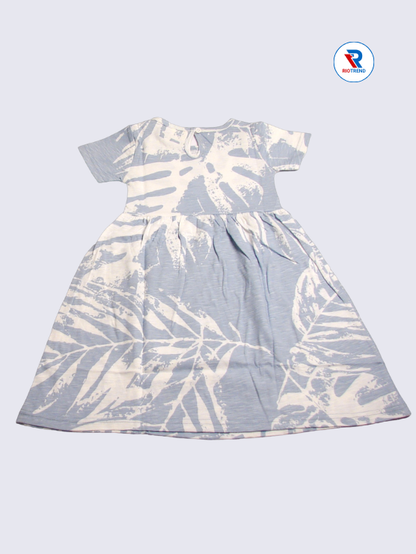 Girls Frock Sleeve 03-08yrs in Cool Gray Color(Back)-RioTrend