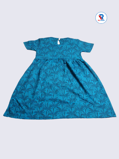 Girls Frock Sleeve 07-10yrs in Dark Sky Blue Color(Back)-RioTrend