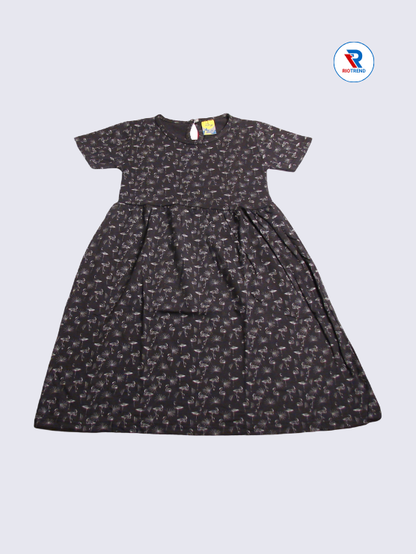 Girls Frock Sleeve 09-10yrs in Raisin Black Color(Front)-RioTrend