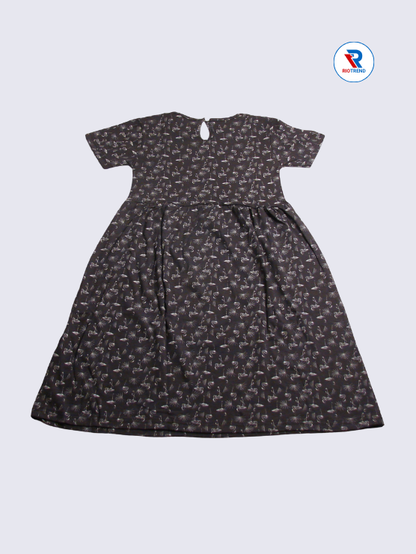 Girls Frock Sleeve 09-10yrs in Raisin Black Color(Back)-RioTrend