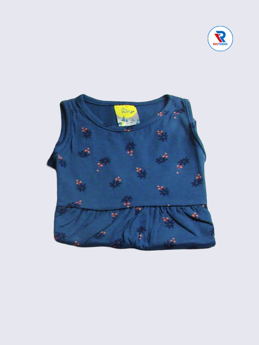 Girls Frock Sleeveless 02 to 08yrs in Dark Blue Color(Folded)-RioTrend