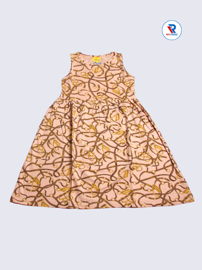 Girls Frock Sleeveless 03-10yrs in Pinkish Tan Color(Front)-RioTrend