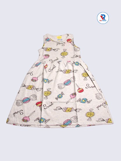 Girls Frock Sleeveless 05-08yrs in Pale Pink Color(Front)-RioTrend