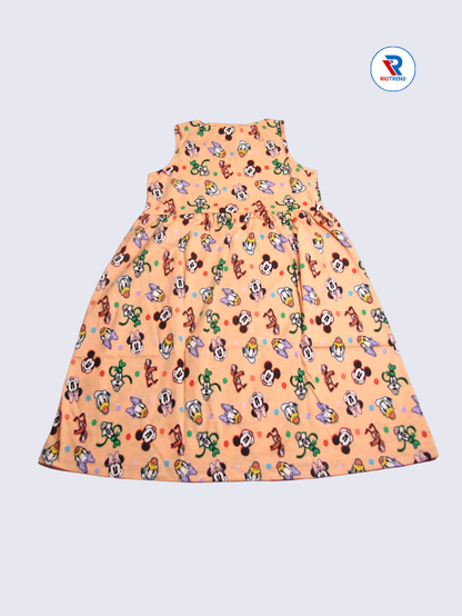 Girls Frock Sleeveless 09-10yrs in Apricot Color(Back)-RioTrend