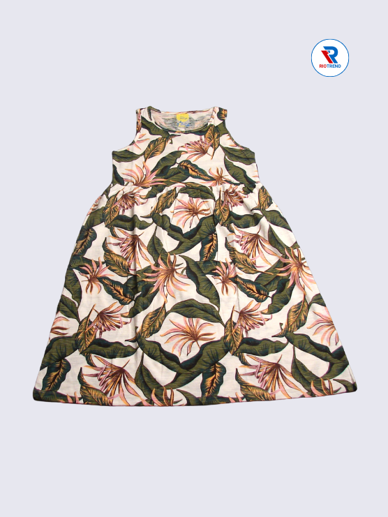 Girls Frock Sleeve 09-10yrs in Linen Color(Front)-RioTrend