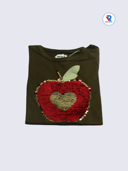 Girls Knot Top 02 to 10yrs in Olive Color (Folded)-RioTrend