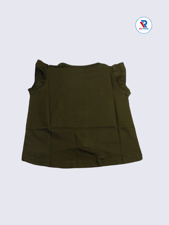 Girls Knot Top 02 to 10yrs in Olive Color (Back)-RioTrend