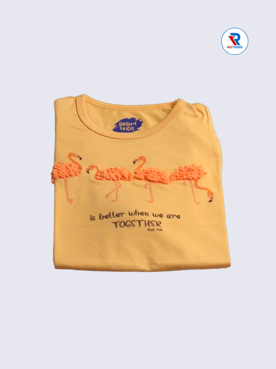 Girls Knot Top 02 to 10yrs in Light Orange Color (Folded)-RioTrend