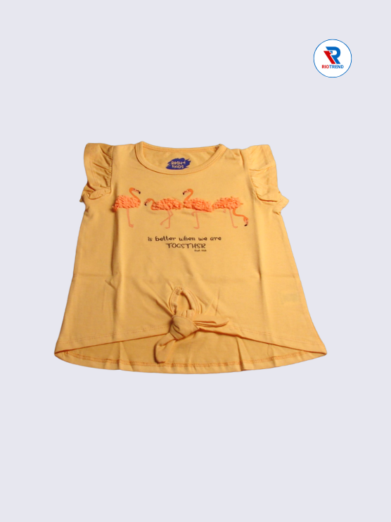 Girls Knot Top 02 to 10yrs in Light Orange Color (Front)-RioTrend