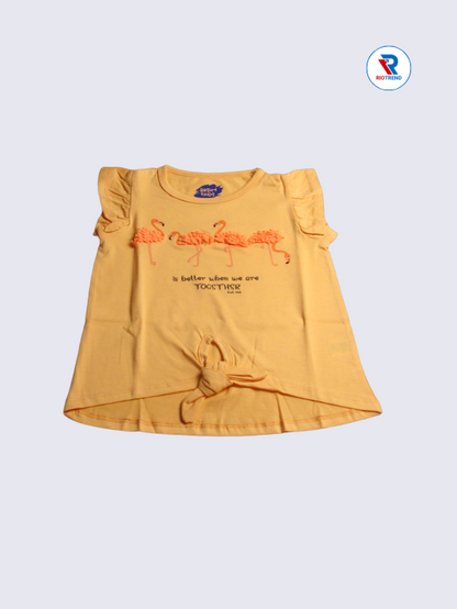 Girls Knot Top 02 to 10yrs in Light Orange Color (Front)-RioTrend