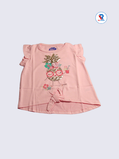 Girls Knot Top 02 to 10yrs in Pink Color (Front)-RioTrend