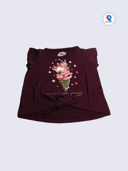 Girls Knot Top 02 to 10yrs in Purple Color (Front)-RioTrend