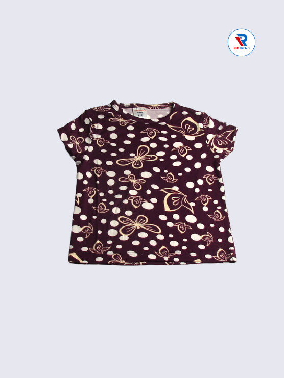 Girls Pyjama T-Shirts 01-12yrs in Maroon Color - RioTrend