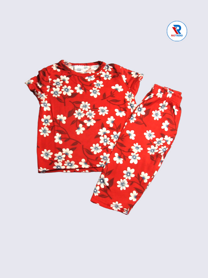 Girls Pyjama Set 01-12yrs in Red Color - RioTrend