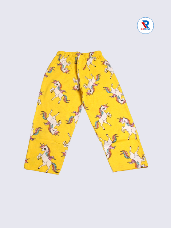 Girls Pant Cotton 03-14Yrs Pant Cyan and Yellow Color - RioTrend