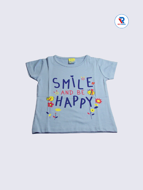 Girls T-Shirt Cotton 03-14Yrs Light Blue Color - RioTrend
