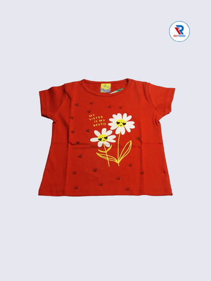 Girls T-Shirt Cotton 03-14Yrs Red Color - RioTrend