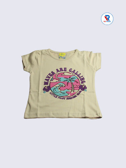 Girls T-Shirt Cotton 02-12Yrs Tan and Bronze Color - RioTrend