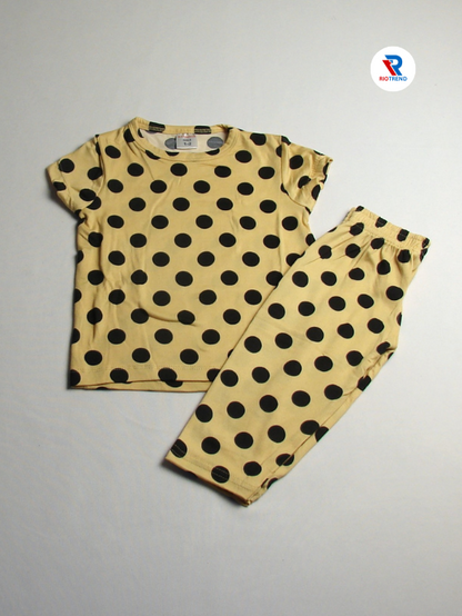 Girl's Cotton Pyjama Set Mustard Color