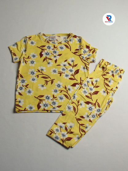 Women's Cotton Pyjama Set Yellow Color